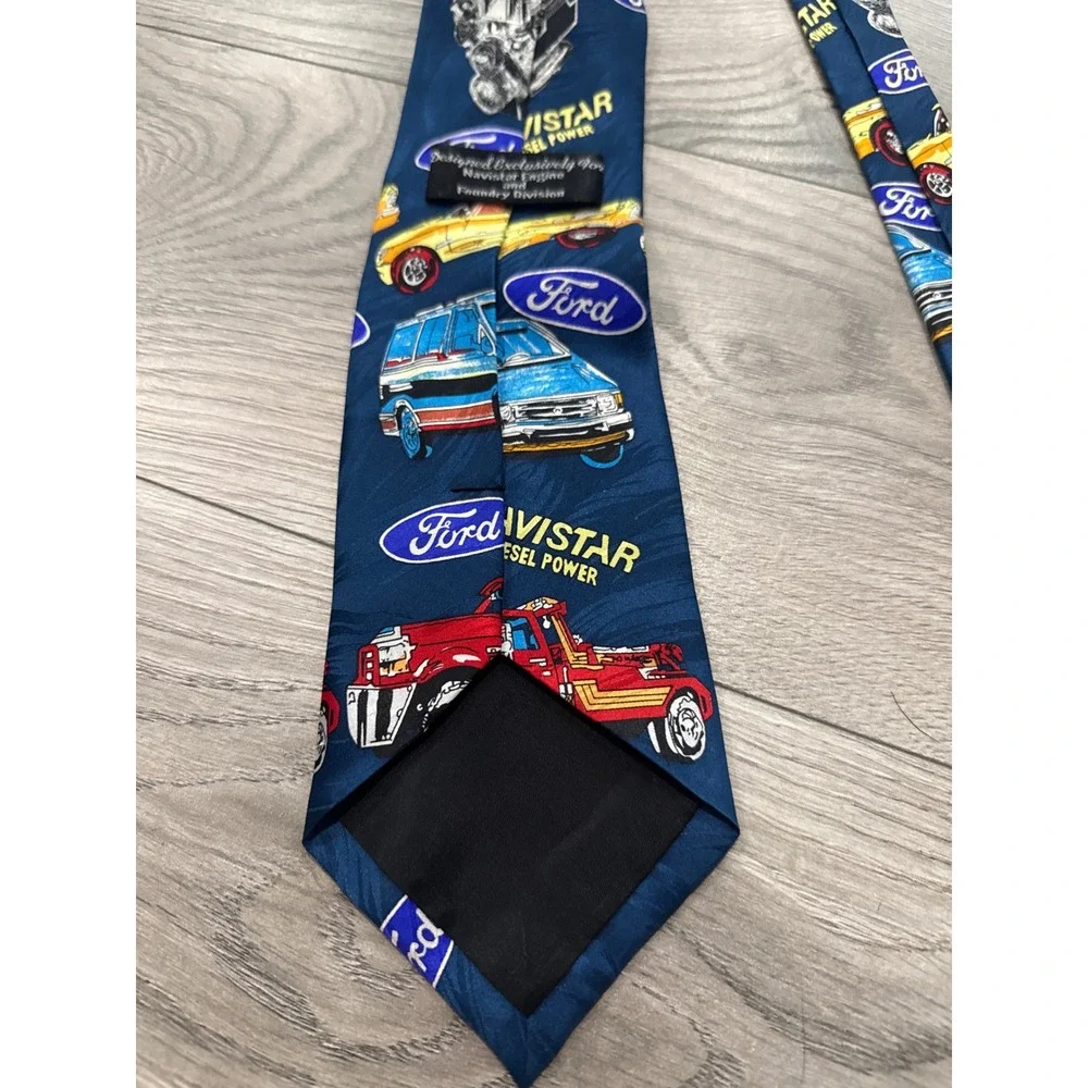 Vintage Ford Navistar Diesel Power Stroke Truck Engine Navy Novelty Silk Tie